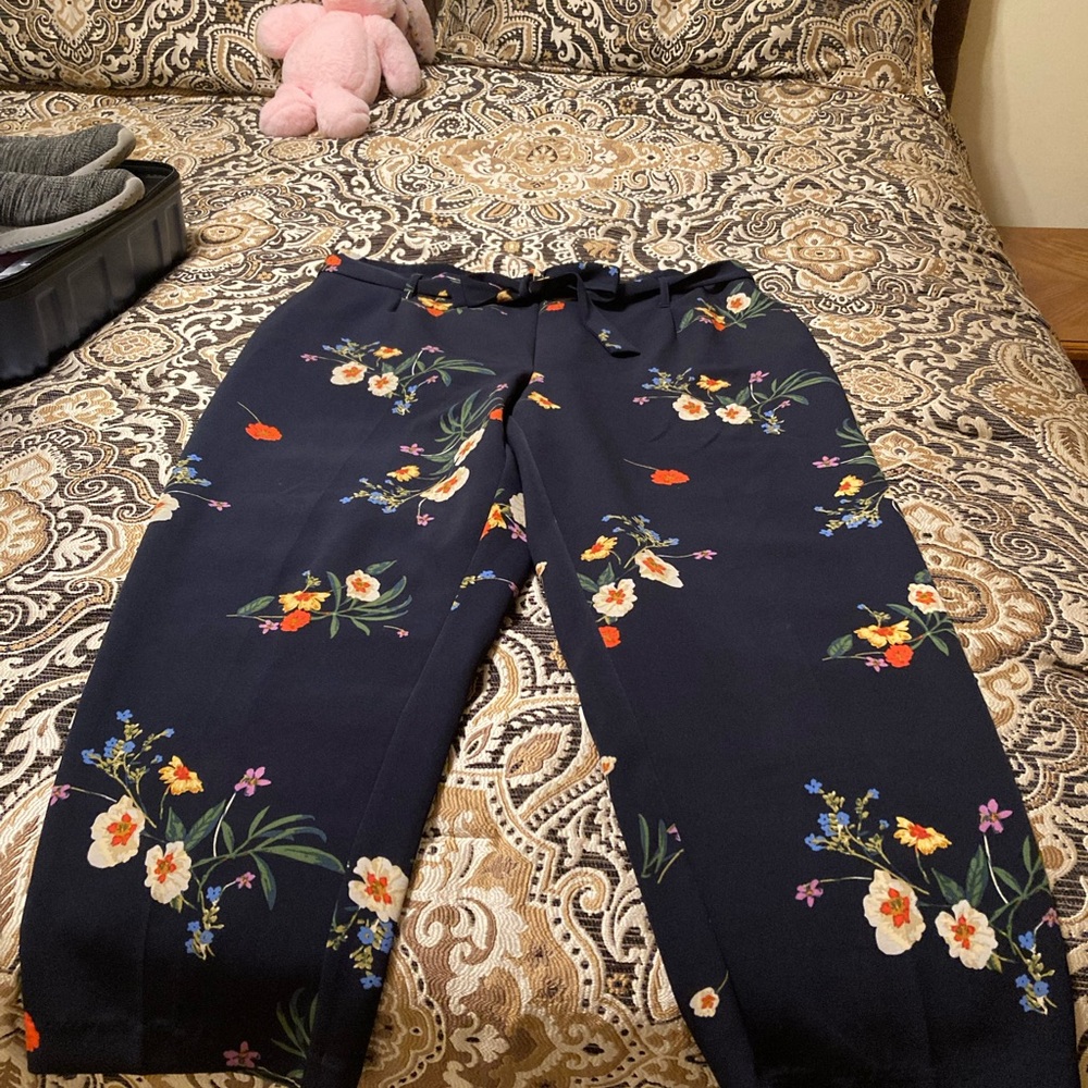 Jules & Leopold Floral Wide Leg Pants - Navy